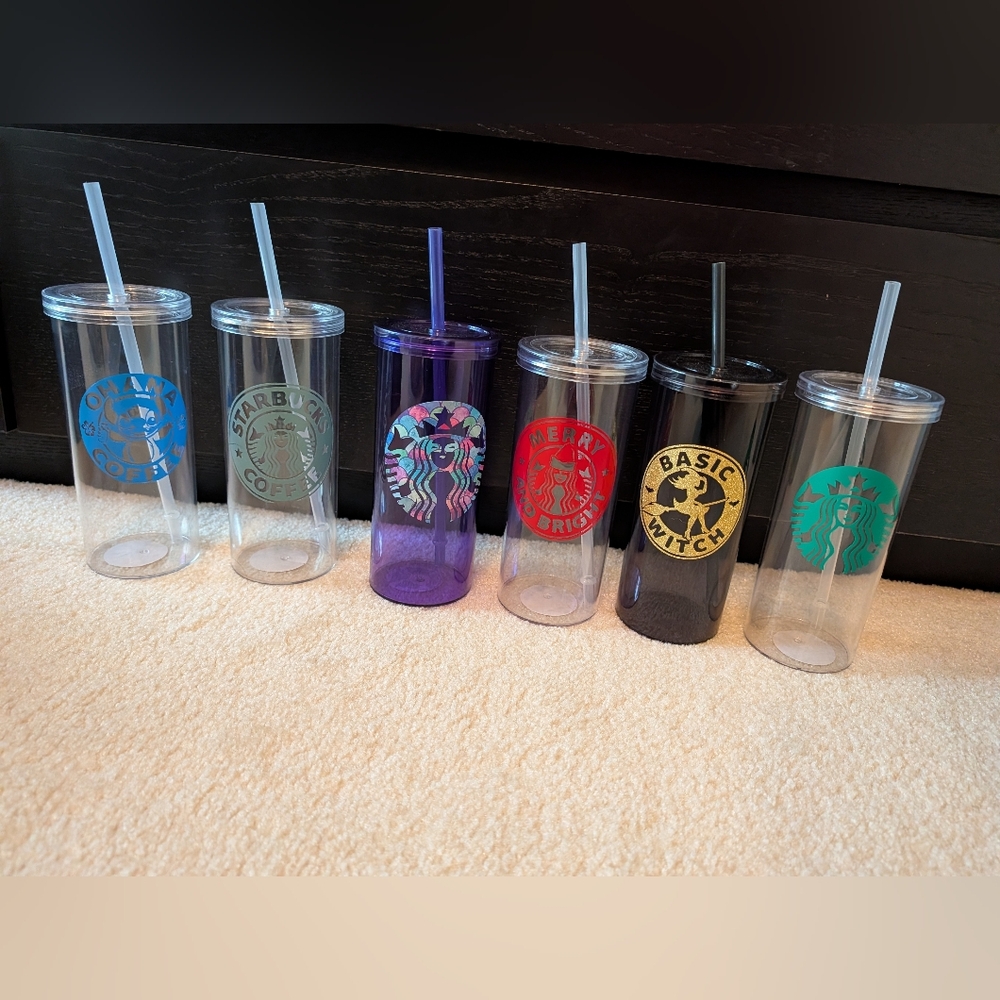 Christmas Merry Basic witch mermaid scale stitch 20 oz Starbucks decal tumblers